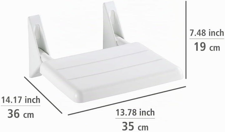 WENKO Duschklappsitz Secura - Duschsitz zum Klappen, 120 kg Tragkraft, Kunststoff (ABS), 35 x 19 x 3