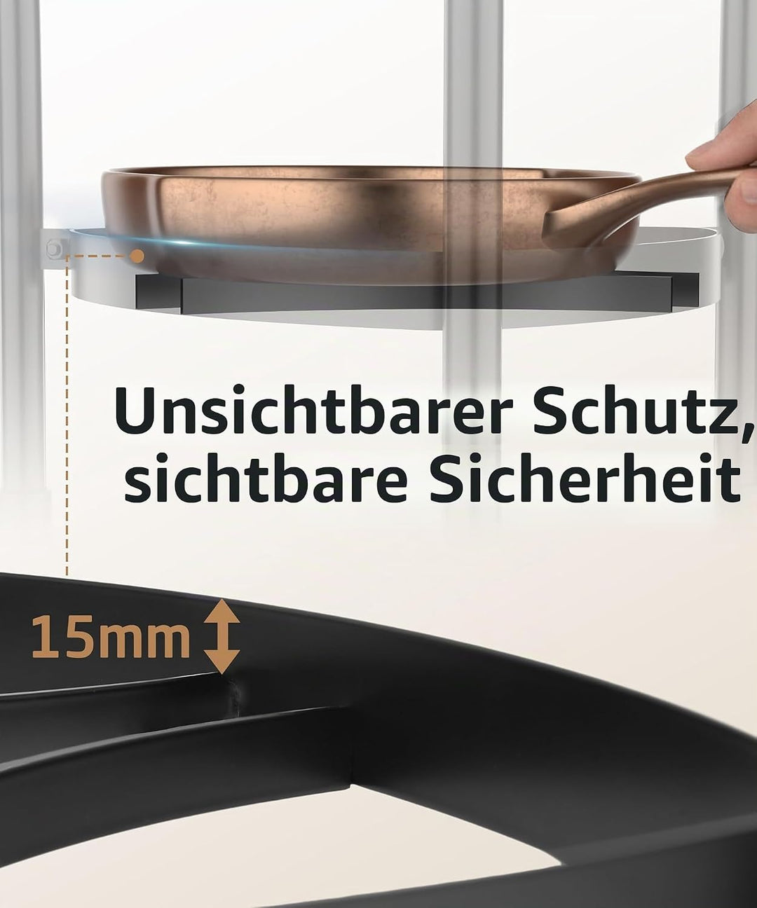 KES Freistehendes 6-Etagen Topf- und Pfannenregal aus Gusseisen, 120 kg Tragfähigkeit, mit 6 Haken,