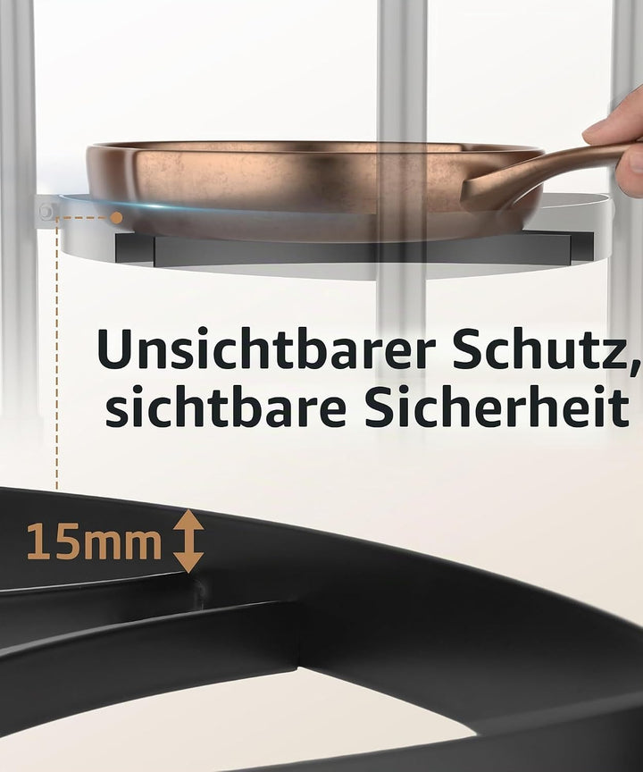 KES Freistehendes 6-Etagen Topf- und Pfannenregal aus Gusseisen, 120 kg Tragfähigkeit, mit 6 Haken,