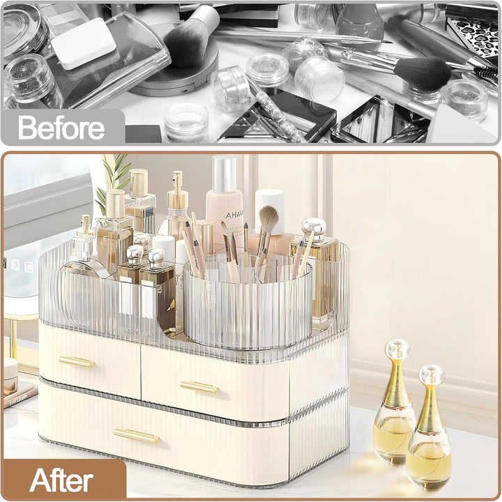 DASITON Make Up Kosmetik Organizer, 360° Drehbar Make Up Pinsel Organizer, Grosser Kosmetik Aufbewah