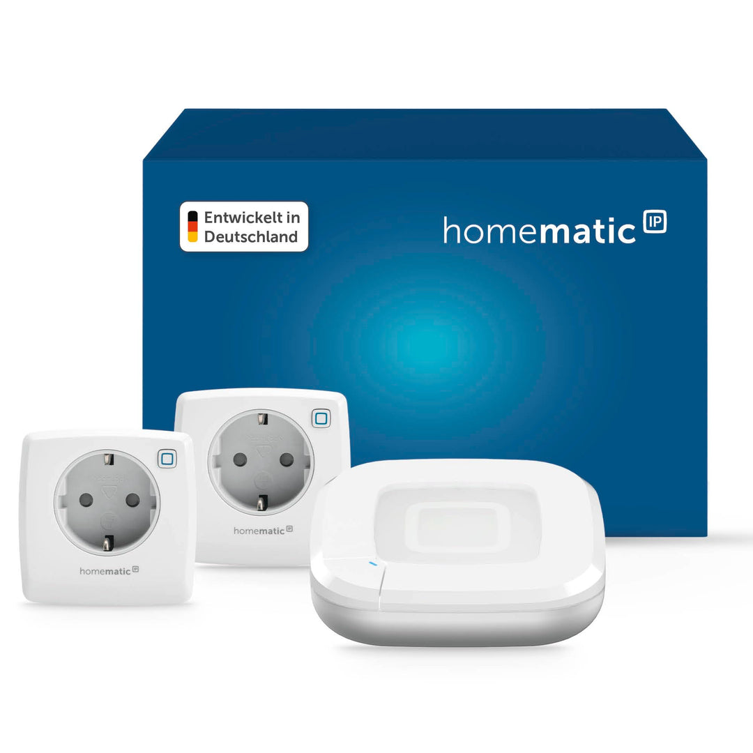 Homematic IP Access Point 2 + 2X Schaltsteckdose, Smart Home, digitaler Zwischenstecker steuert Leuc