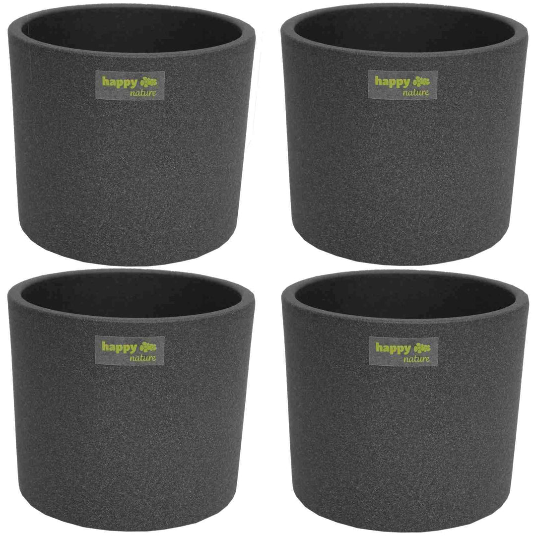 happy nature Sparangebot 4 Keramik Blumentöpfe Madeira 15/12 grau Struktur Ø 17 H 14.5 cm