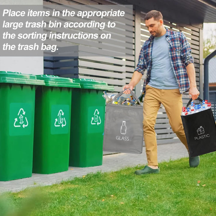 Mülltrennsystem 3fach für Papier Glas Plastik Recycling System Taschen Mülleimer mit Stabilisatoren