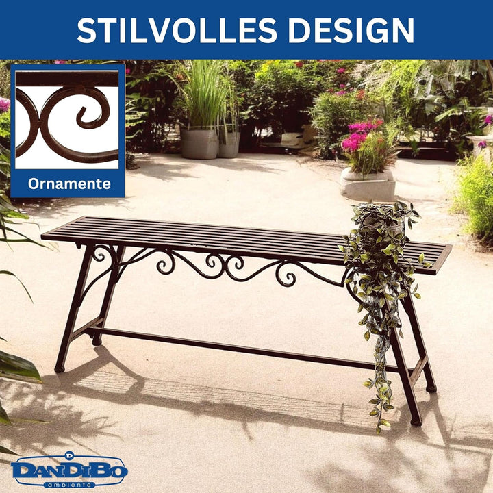 San Marco Gartenbank Wetterfest Metall - 120 cm Sitzbank mit Ornamenten Cucciu XL - Robuste Eisenban