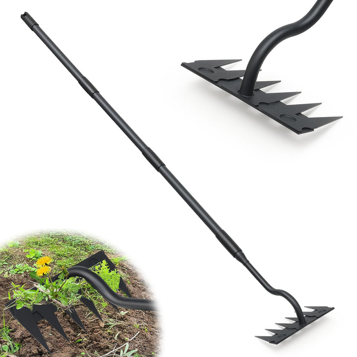 Garten Harke, 140cm Langer Griff, 6 Zinken Schwerlast Gartenrechen Metal Kohlenstoffstahl Garten Rec