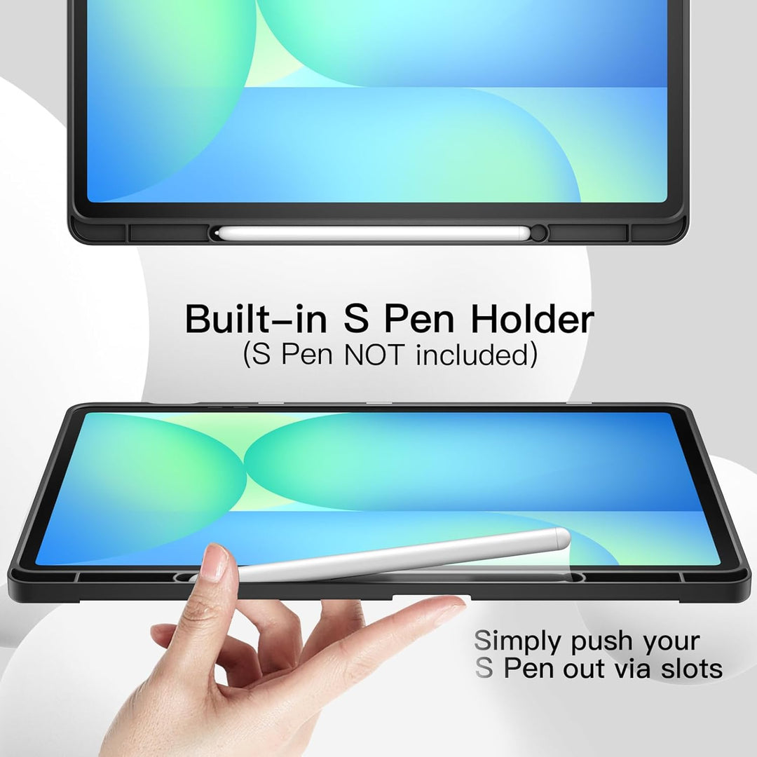 JETech Hülle für Samsung Galaxy Tab S10 FE Plus/S10 FE+ 13,1 Zoll mit S Pen Halter, Weiche TPU Tri-F