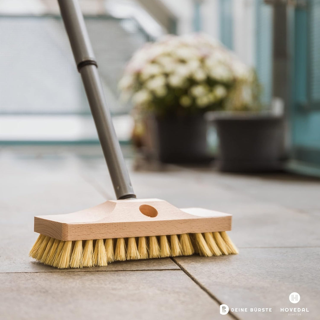 Schrubber mit Stiel / Teleskopstiel – Schrupper aus Holz mit Naturborsten – Ideal für die Reinigung