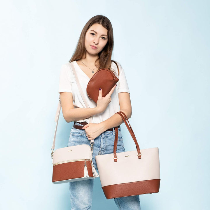 LOVEVOOK Handtasche Damen Schultertasche 3pcs Set Shopper Gross Tasche Shoulder Bag Henkeltasche Umh