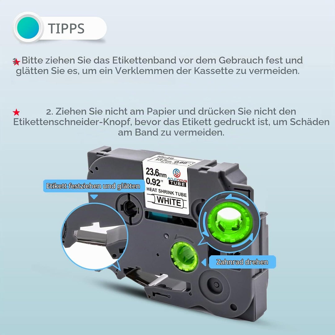 3X Kompatibel mit Brother P-Touch Schrumpfschlauch 23,6mm Hse-251 Hse 251 Etikettenband Schwarz auf
