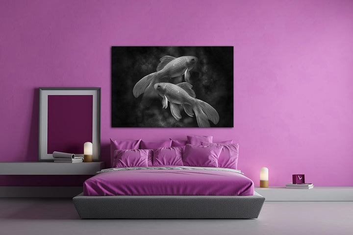 deyoli Dark Sternzeichen Fische Effekt: Schwarz/Weiss Format: 80x60 als Leinwandbild, Motiv fertig g