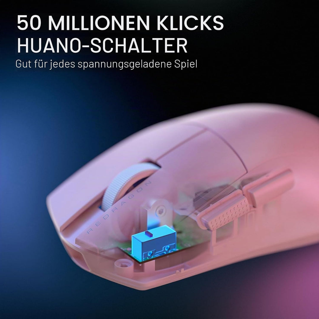 Redragon M916 PRO 3-Modus Wireless Gaming Maus, 49G Ultra-Leicht 26K DPI Maus mit Ergonomischem Natü
