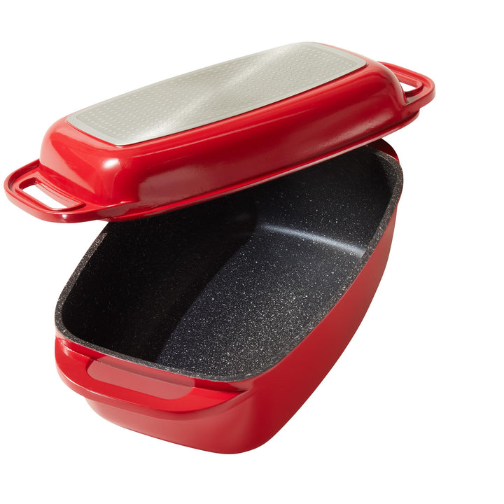 STONELINE Aluguss Bräter mit Deckel 40x22 cm, 5,6 L Bräter Induktion Backofengeeignet Für alle Herda