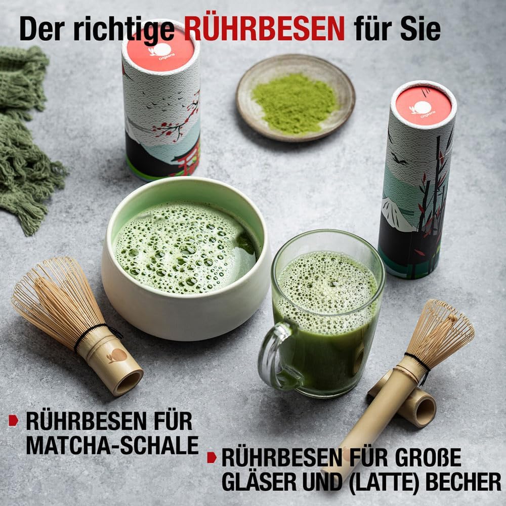 ORIGEENS MATCHA BESEN AUS BAMBUS MIT LANGEM GRIFF - Kleiner traditioneller Chasen Bambusbesen für di