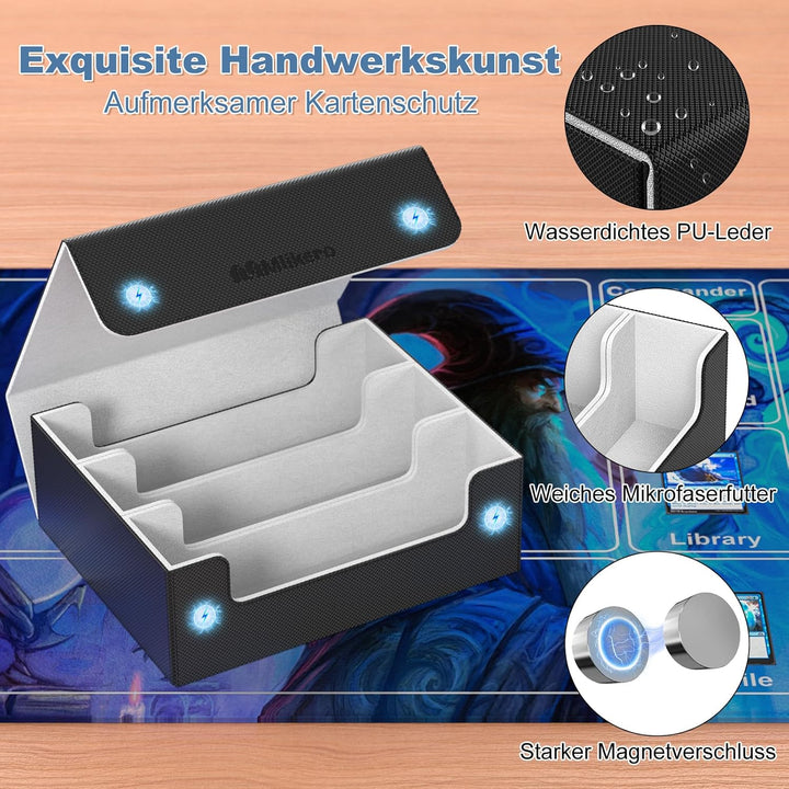 Mlikero Sammelkarten-Aufbewahrungsbox für 1800+ Karten, Magnetische Karten Deck-Box für MTG YuGiOh u