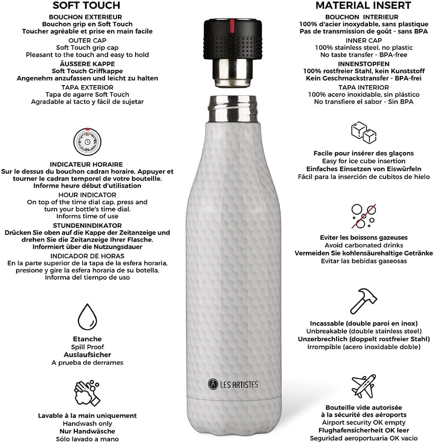 Les Artistes Paris Bottle Up Isolierflasche aus Edelstahl und Polypropylen in der Farbe Bienenwabe 5