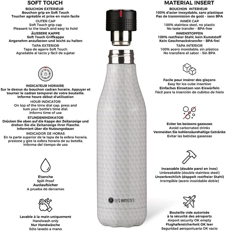 Les Artistes Paris Bottle Up Isolierflasche aus Edelstahl und Polypropylen in der Farbe Bienenwabe 5