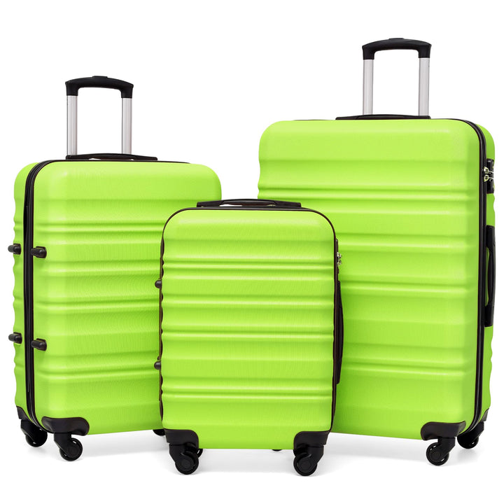 COOLIFE Hartschalen-Koffer Trolley Rollkoffer Reisekoffer mit TSA-Schloss und 4 Rollen (Grün, Koffer