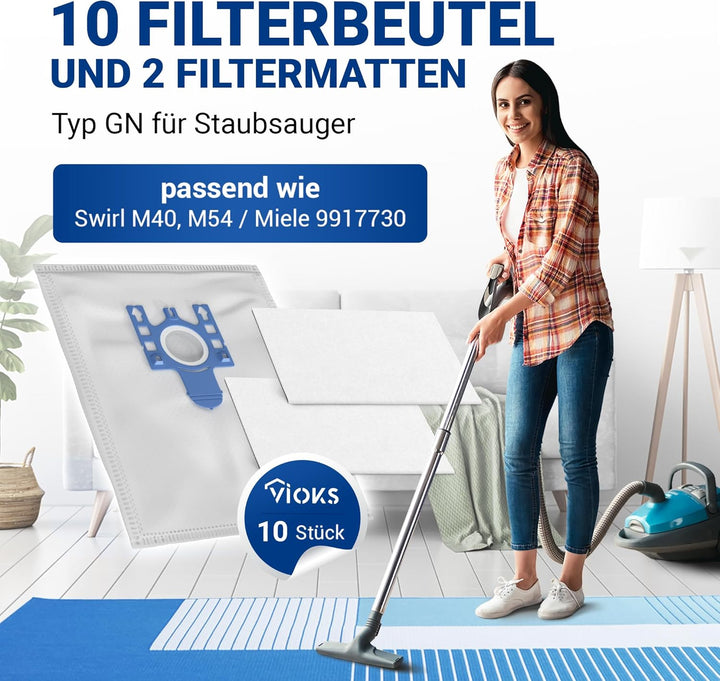 VIOKS Staubsauger Beutel SET20x Ersatz für Miele Staubsaugerbeutel 9917730 für s 8340 & Ersatz für M