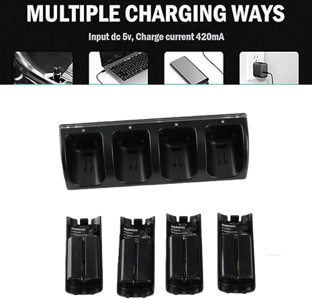 Fernbedienungs-Ladegerät, 4-in-1-Ladestation mit 4 Wiederaufladbaren 2800-mAh-Batterien, mit LED-Anz