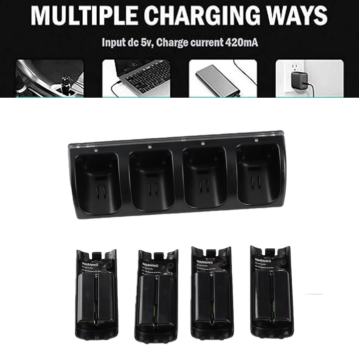 Fernbedienungs-Ladegerät, 4-in-1-Ladestation mit 4 Wiederaufladbaren 2800-mAh-Batterien, mit LED-Anz