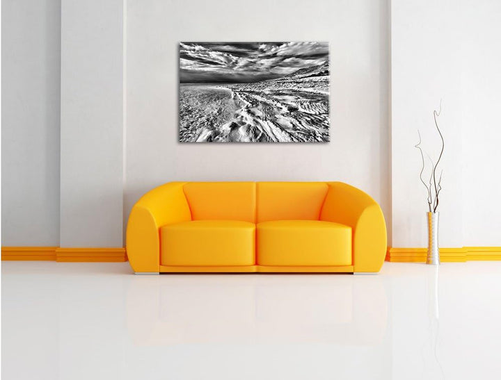 Pixxprint Das Tote Meer bei Tag / 100x70cm Leinwandbild bespannt auf Holzrahmen/Wandbild Kunstdruck
