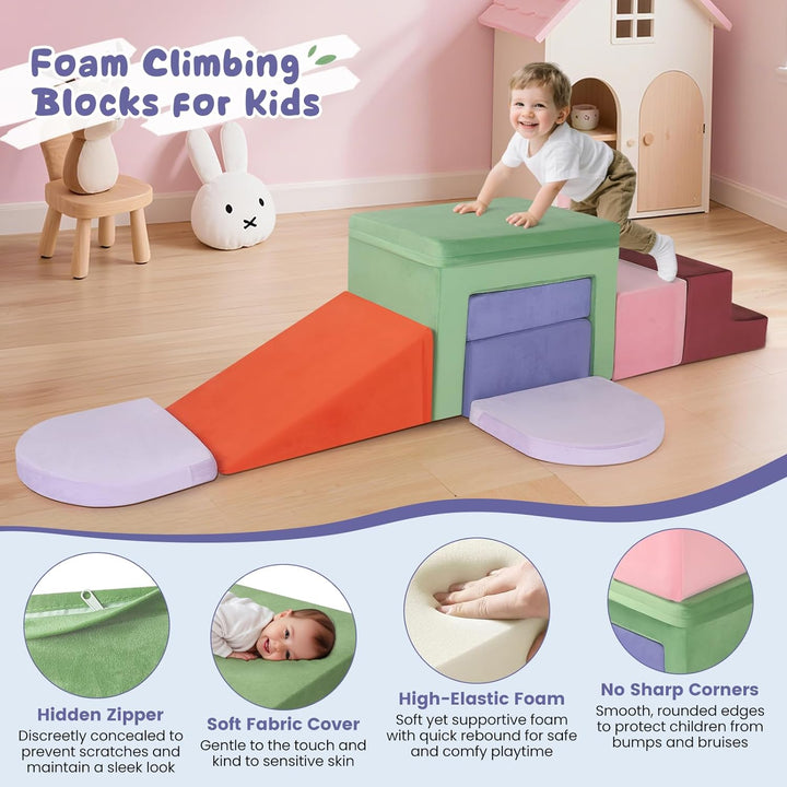 Brolteja Baby-Schaumstoffbausteine, XXL Softplay-Set für Kleinkinder von 1–3 Jahren, Baby-Klettertur