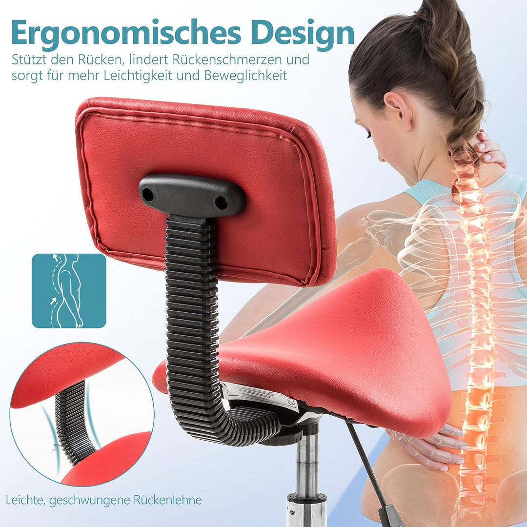 Mingone Sattelhocker Ergonomischer Arbeitshocker 360° Drehbarer Hocker Höhenverstellbarer Bürohocker