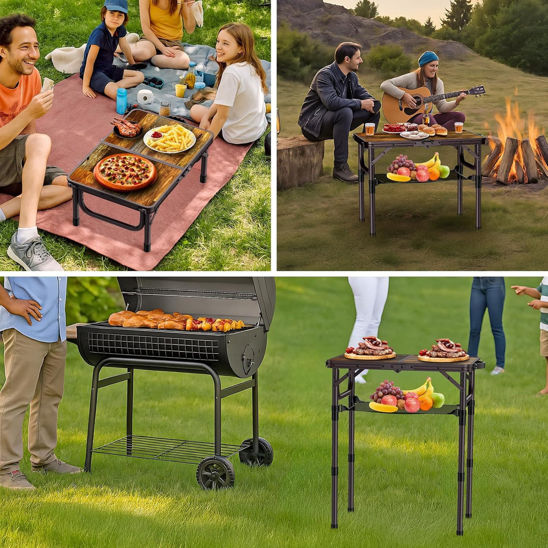 Anbte Campingtisch 58x40cm Aluminium Rahmen Picknicktisch 3 Höhen Verstellbar 26/48/70cm Klapptisch