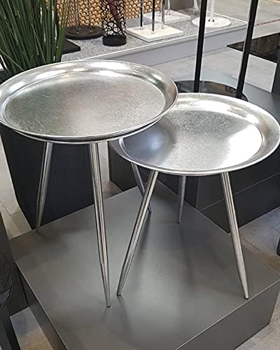 HAKU Möbel Beistelltisch, Metall, silber, Ø 38 x H 47 cm Silber Ø 38 x H 47 cm, Silber Ø 38 x H 47 c