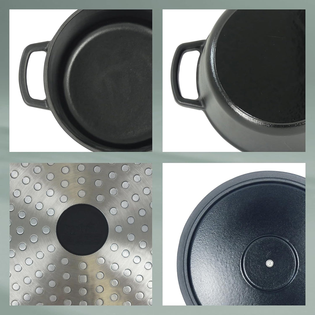 kela Bräter Gusseisen oval 4 Liter, Dutch Oven CALIDO, Induktion Gussbräter mit Deckel, Gusseisen To