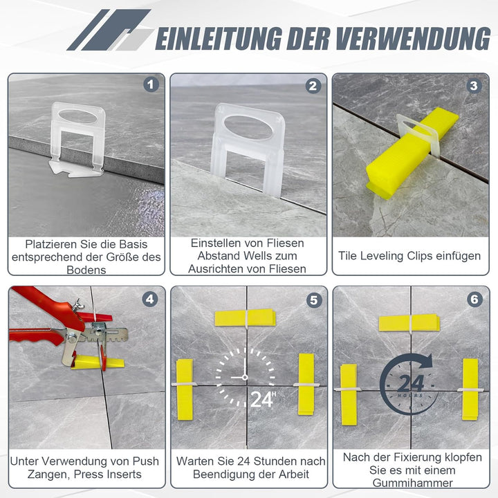 Fliesen-Nivelliersystem, 500 Stück Standard Laschen Fugenbreite 3mm, Nivelliersystem Fliesen Nivelli