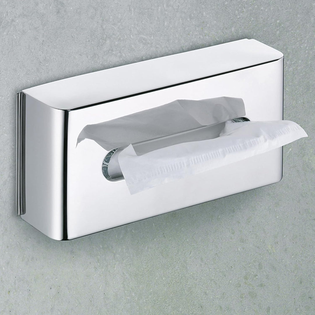 Kela 22860 Kosmetiktuchbox mit Wandhalterung, 27x 12,5X 7cm, Edelstahl 18/10, Faber, Silber Glänzend