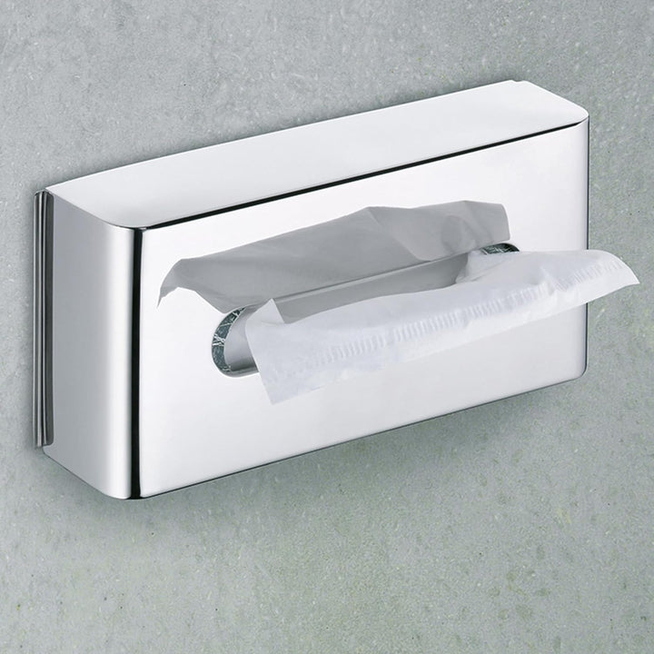 Kela 22860 Kosmetiktuchbox mit Wandhalterung, 27x 12,5X 7cm, Edelstahl 18/10, Faber, Silber Glänzend