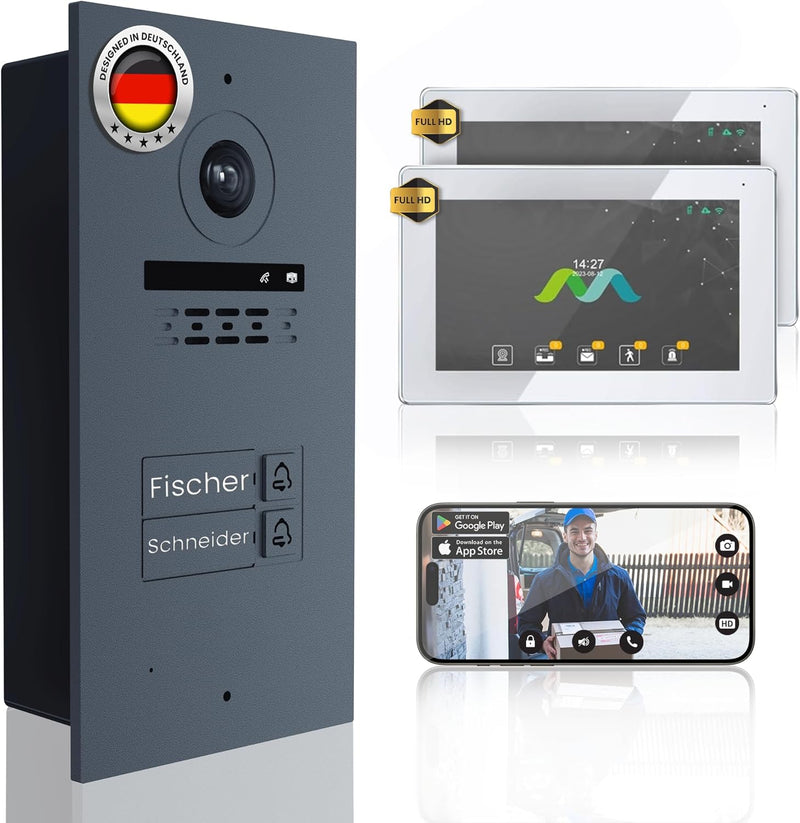 MATHFEL 2 Draht Bus IP Video Türsprechanlage 170 Grad Kamera, Aussenstation in Anthrazit, Full HD Au