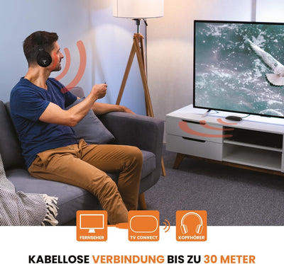 TECHMADE Kabelloser TV-Kopfhörer mit Adapter im Lieferumfang enthalten (TV CONNECT)