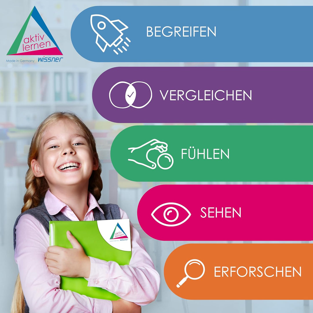 WISSNER® Rechenstäbe 126 Stück, Bunte Rechenstäbe für das spielerische Zahlenverständnis, Re-Wood® R