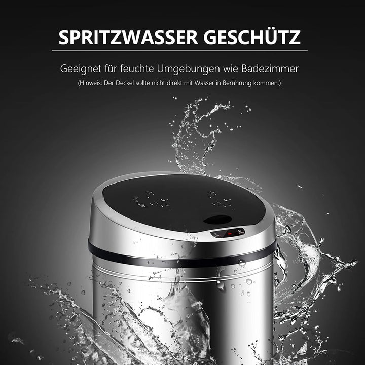 Ribelli Edelstahl Mülleimer - Abfalleimer mit Sensor - automatisches Öffnen und Schliessen - Klemmri
