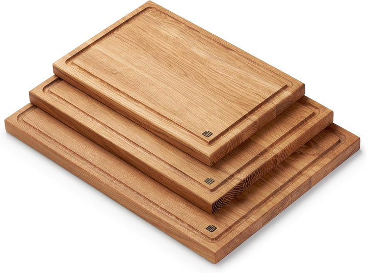 Edeldings XXL Massivholz Schneidebrett aus Eiche mit Saftrille | Gross 40 х 30 cm | Antibakterielles
