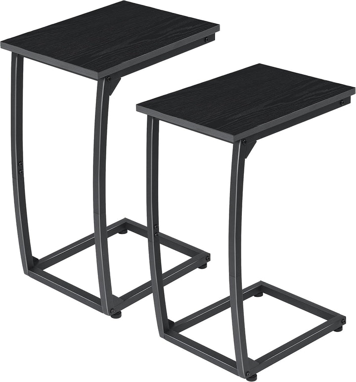 C-förmiger Beistelltisch, Kleiner Sofatisch mit Metallrahmen für Wohnzimmer, Schlafzimmer, kleine Rä