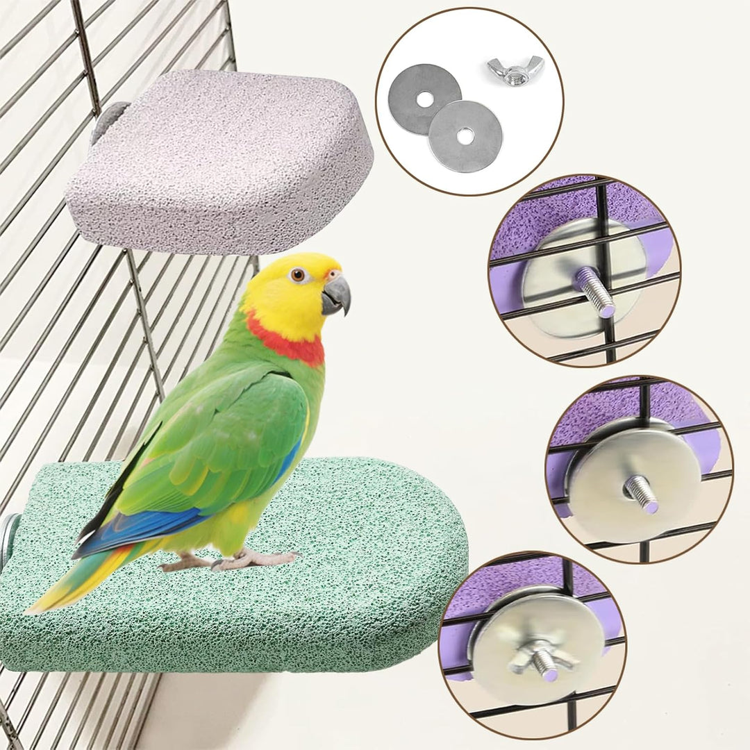 Allazone Papagei Zähne Schleifen Stein, Vogelsitzstangen, Natürliches Kauspielzeug für Kleine Bis Mi