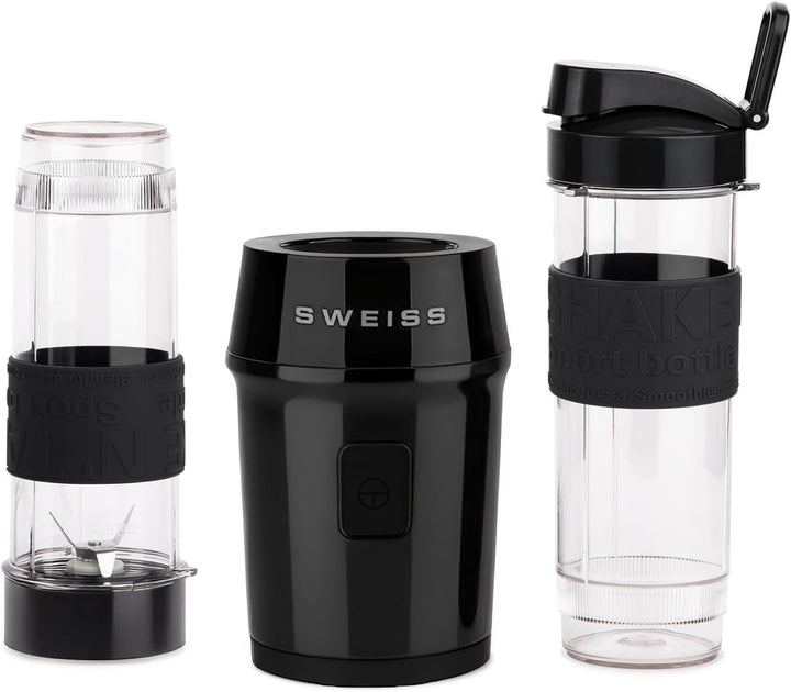 SWEISS Mini-Blender, tragbarer Mixer, Smoothie MOOV9, 2 Trinkflaschen à 570 ml mit Reiseverschluss,
