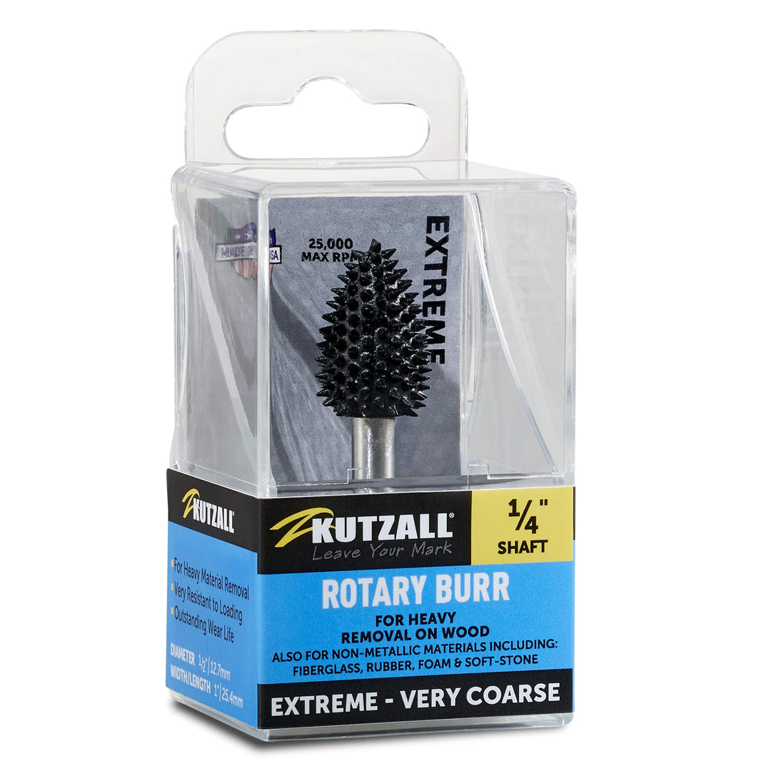 Kutzall Extrem Flame Rotationsfräser, 1⁄4" Schaft, sehr grob - Holzbearbeitungsaufsatz für Bosch, De