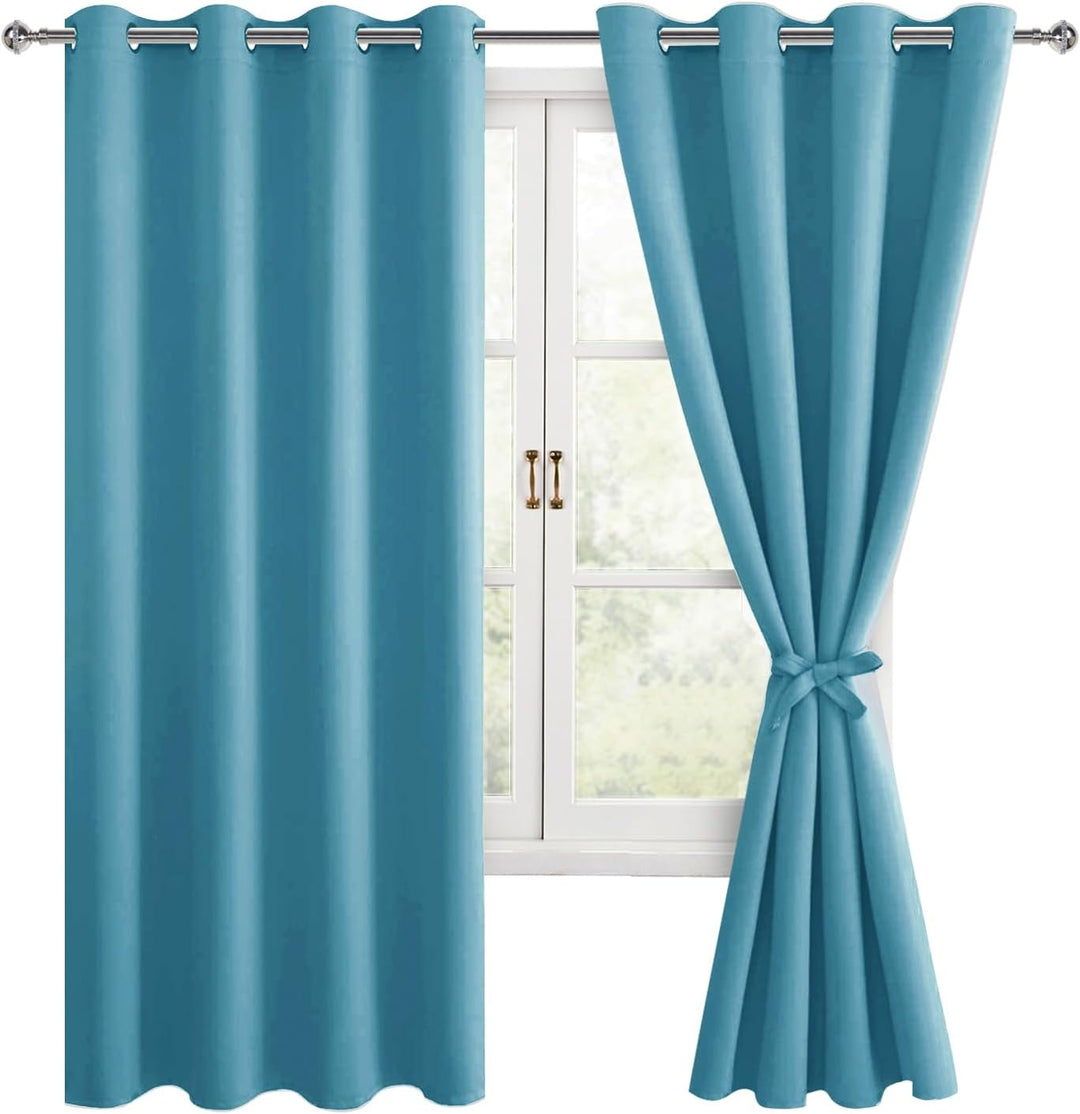 Hiasan Verdunklungsvorhänge Gardinen mit Ösen,Blau Grün Blickdicht Vorhänge,2 Stück,140 x 175 cm (Br