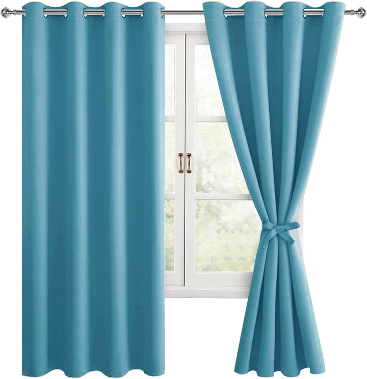 Hiasan Verdunklungsvorhänge Gardinen mit Ösen,Blau Grün Blickdicht Vorhänge,2 Stück,140 x 175 cm (Br