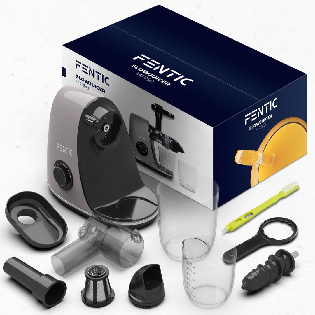 Fentic Slow Juicer – Entsafter Gemüse und Obst – Horizontale Saftpresse Elektrisch mit Rückwärts-Fun