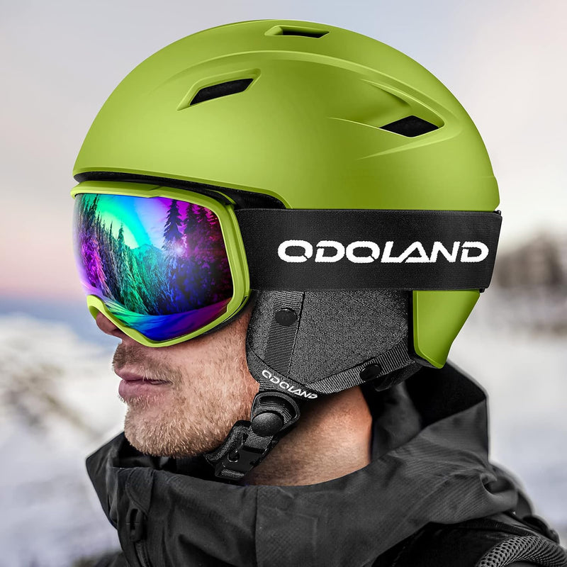 Odoland Skihelm und Skibrille Set Snowboardhelm mit Snowboardbrille für Damen und Herren Ski Goggles