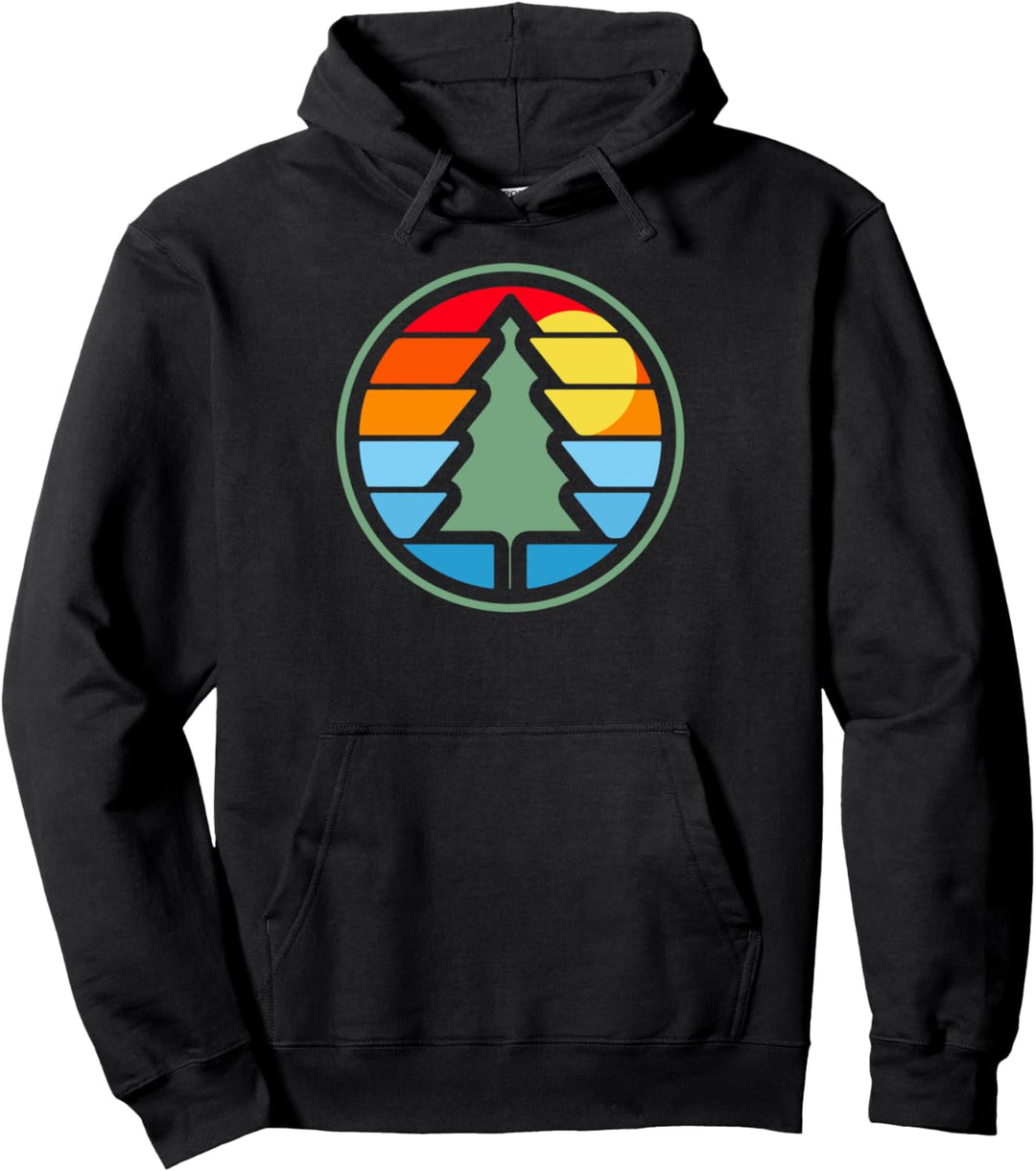 Vintage Eighties Retro Lone Pine Tree Graphic Art Pullover Hoodie