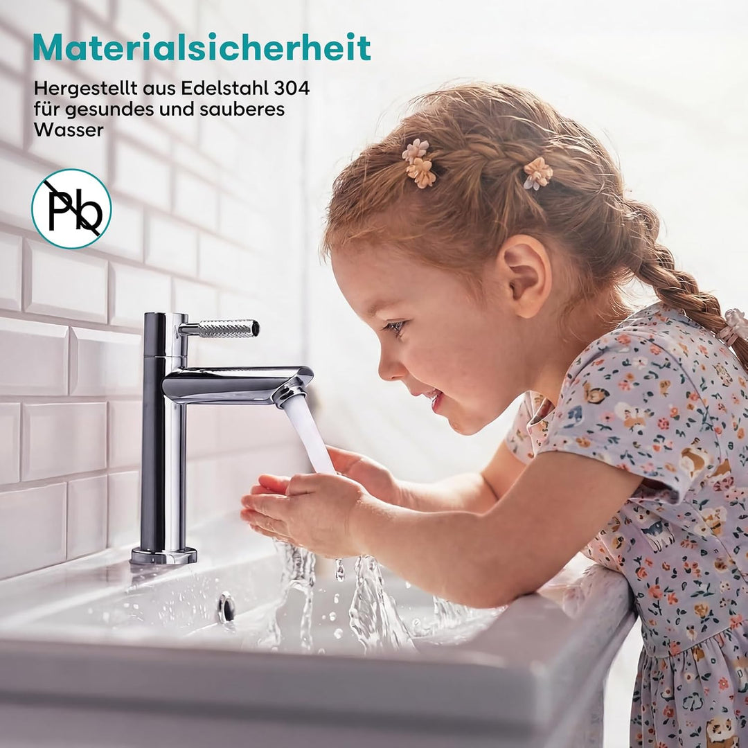 JZX Wasserhahn Bad Kaltwasserhahn aus 304 Edelstahl Chrom für Gäste WC | Verchromt, Einhebelarmatur,