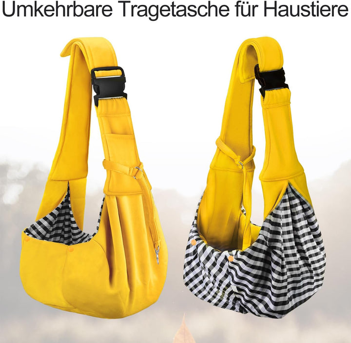 PETLOFT Tragetuch Hund, Reversibel Kleine Hundetrage, Einstellbar Pet Tragetuch, Freisprecheinrichtu