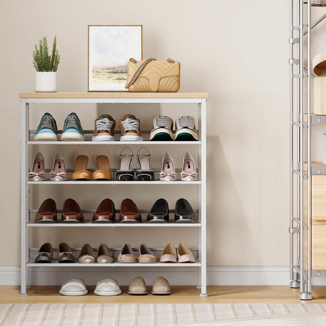 HOOBRO Schuhregal, 5-stöckiges Schuhablage, Schuhschrank, verstellbares Metallgitterregal, Geräumige
